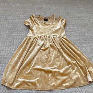 Art Class Velvet Gold Kids Dress XS